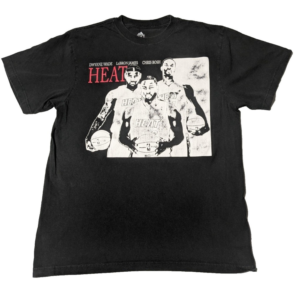 Miami Heat SCARFACE Dwyane Wade LeBron James Chris Bosh x Adidas T-Shirt - Men L
